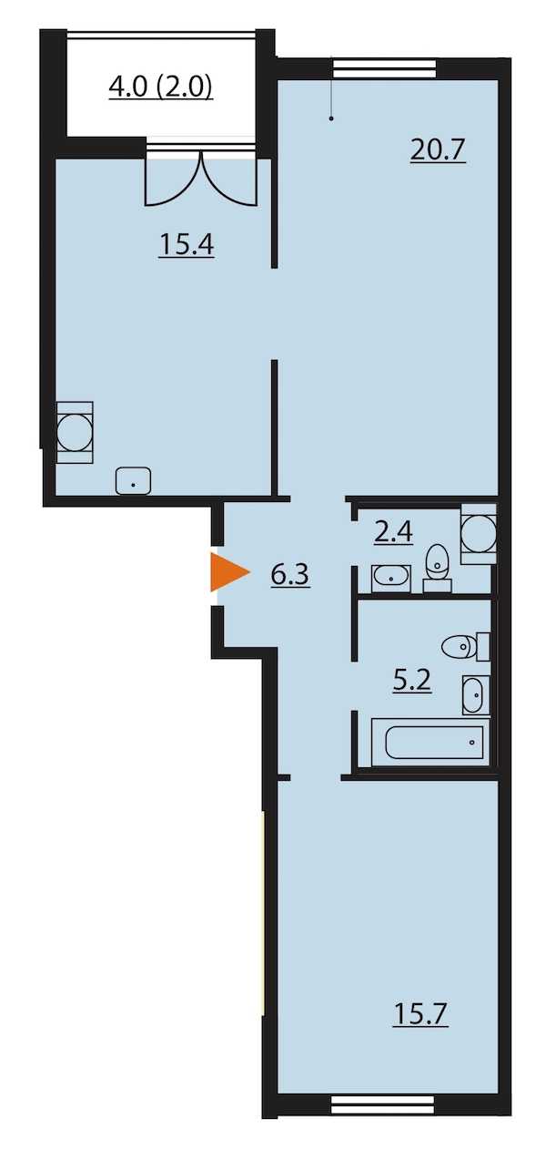 Двухкомнатная квартира в Группа ЛСР: площадь 67.7 м2 , этаж: 6 – купить в Санкт-Петербурге